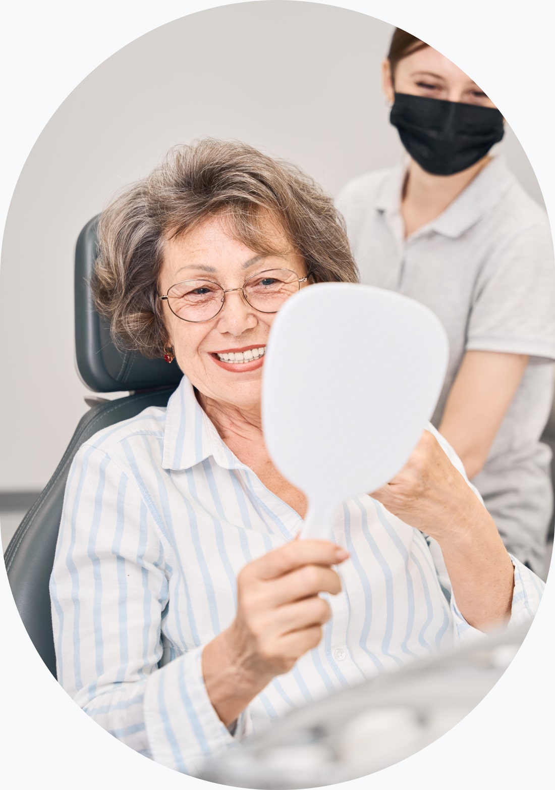 Older woman happy with her dental care in Westerville OH